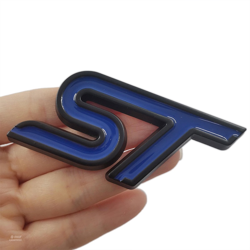 1xwarna Baru Logam ST Logo Mobil Auto Sisi Belakang Dekoratif Emblem Stiker Decal Badge Untuk Ford Focus ST