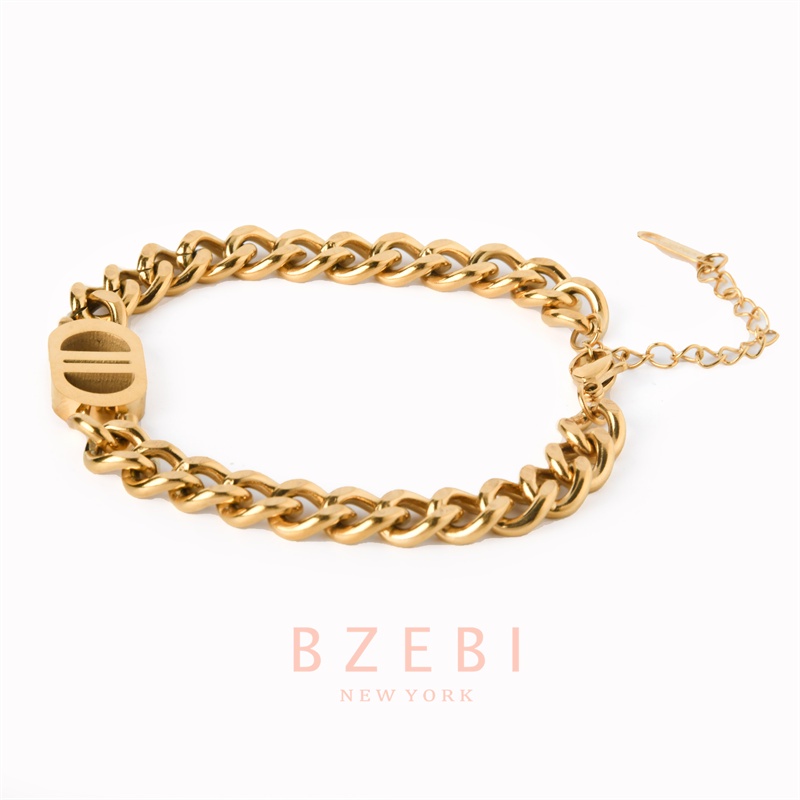 Bzebi Gelang Charm Titanium Steel Emas 18k Dengan Berlian, Anti Karat, Aksesoris Fashion Wanita, Perhiasan Gaya Korea, Hadiah Ulang Tahun Dengan Kotak Eksklusif 1156b