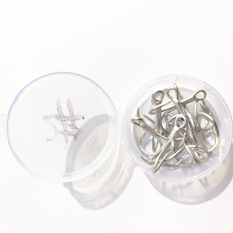 10pcs Kotak 3X Kait Pancing Treble Super Tajam Bahan Baja Karbon Ukuran2# 4# 6# 8# 10# 12# 14# Hook Kekuatan
