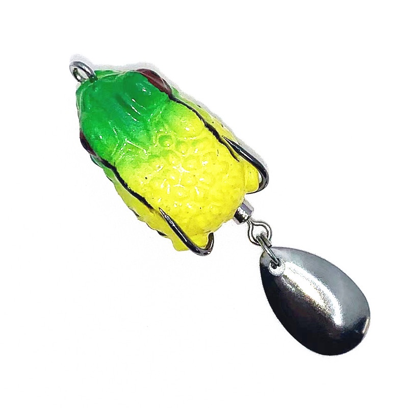 1pcs Soft Frog Fishing Lure Double Hooks 2.5cm 3g Topwater Bass Frog Spoon Spinner Umpan Mengambang Buatan Fishing Tackle