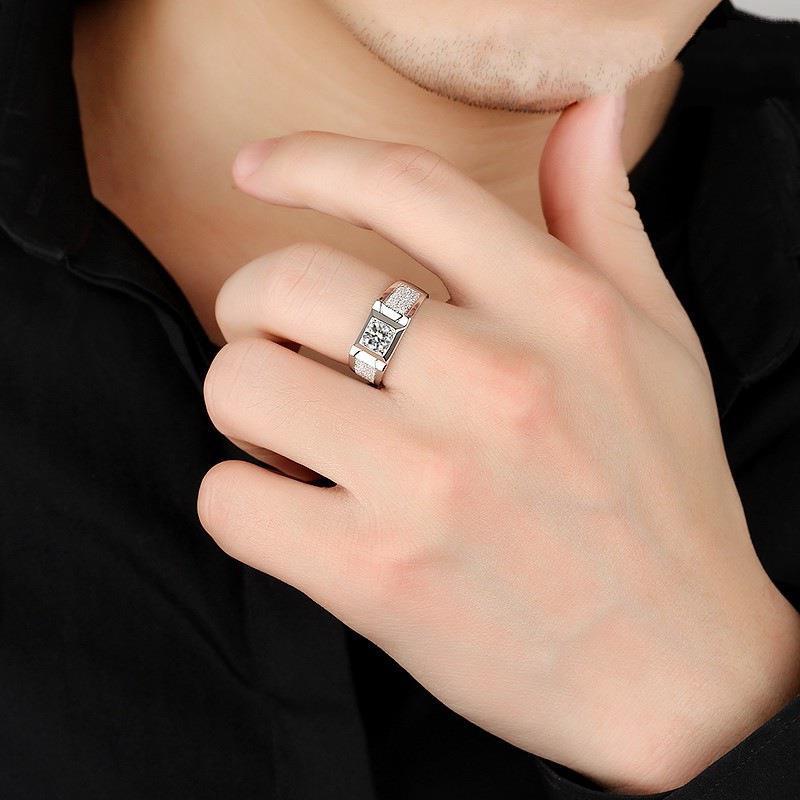 Cincin Berlian Fashion Sederhana Baja Titanium Buram Pembukaan Dapat Disesuaikan Unik Trendi Mendominasi Perhiasan