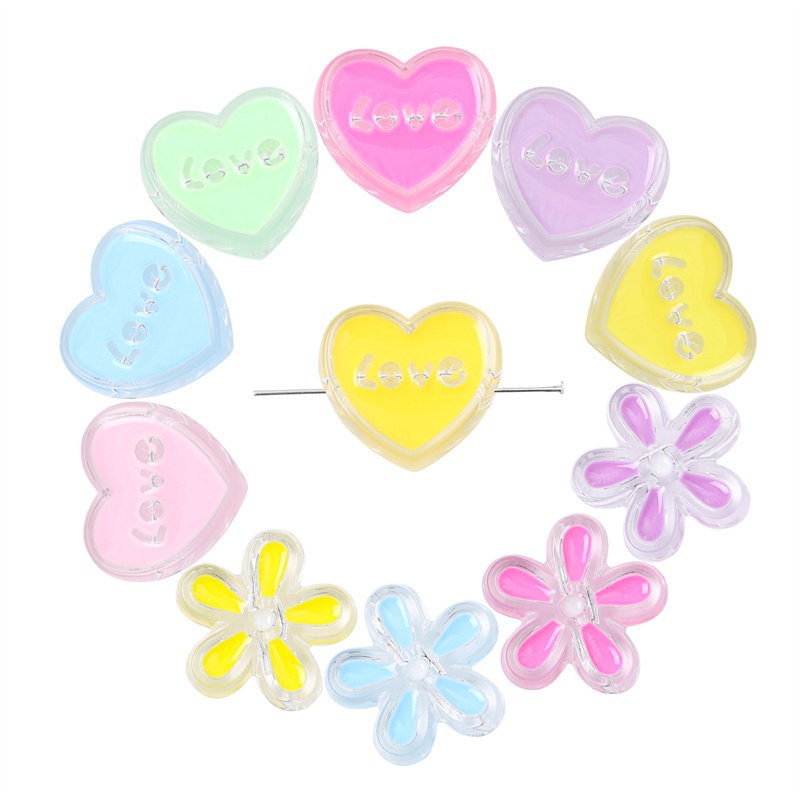 4pcs Lovely Star Butterfly Bow Love Shape Manik-Manik Minyak Akrilik Untuk Membuat Perhiasan DIY Kalung Anting Aksesoris