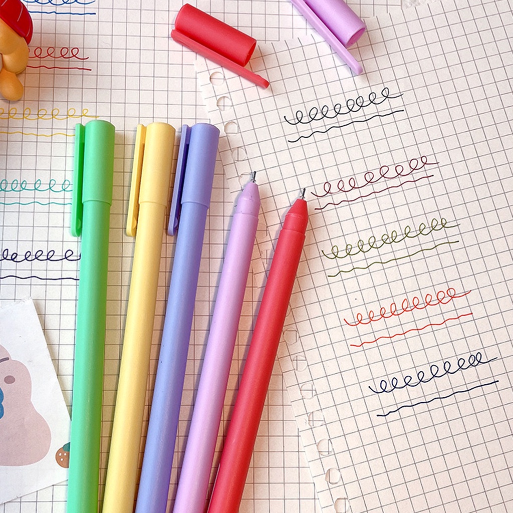 5Pcs/Set Color Gel Pen Warna 0.50mm / Pulpen Gel Warna Warni 0.50mm Macarons pena-Doo