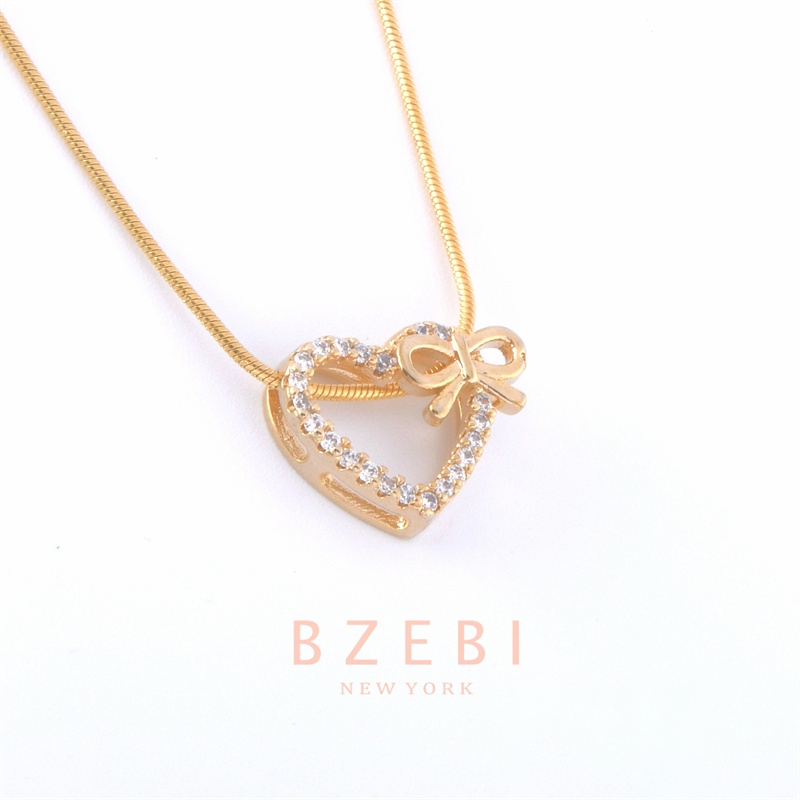 Bzebi Kalung Emas 18k, Kalung Baja Titanium, Kalung Liontin Berlian, Anti Karat, Aksesoris Fashion Wanita Perhiasan Gaya Korea, Hadiah Ulang Tahun Dengan Kotak Eksklusif 234n