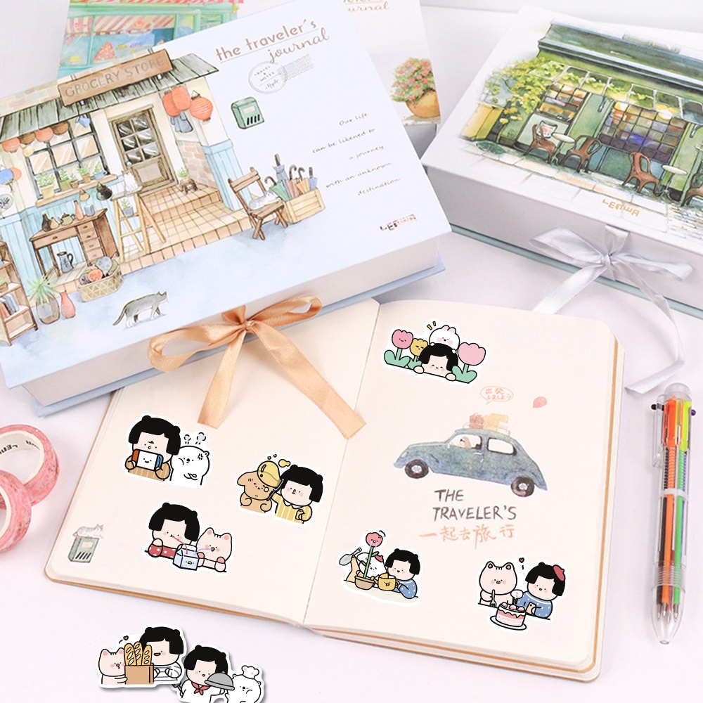 40 Pcs creamy Harian Kartun Stiker Indah notebook Komputer Dekoratif Tahan Air Stiker