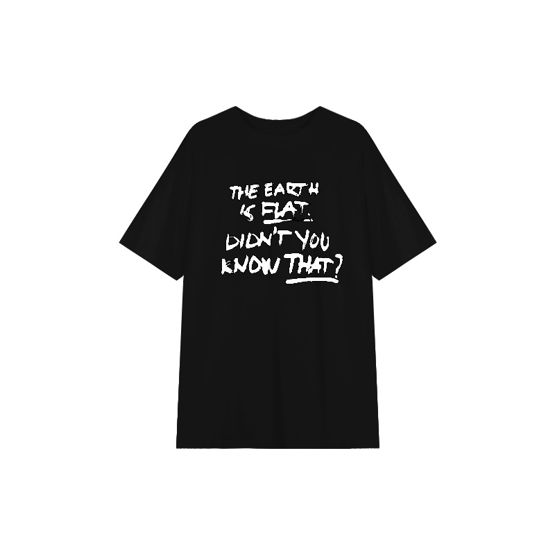 Red Longgar setengah panjang lengan pendek T-shirt wanita kemeja hitam bottoming 2023 musim panas retro gaya Hong Kong cetak huruf top in