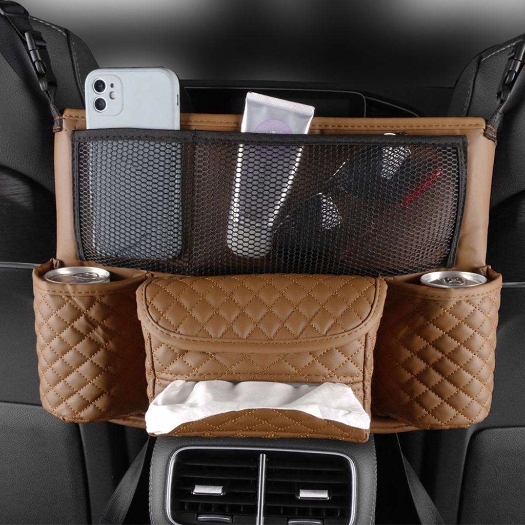 Llx-automotif Konsol Organizer Kulit Car Handbag Holder Antar Kursi Car Seat Storage Bag Untuk Dompet Hp