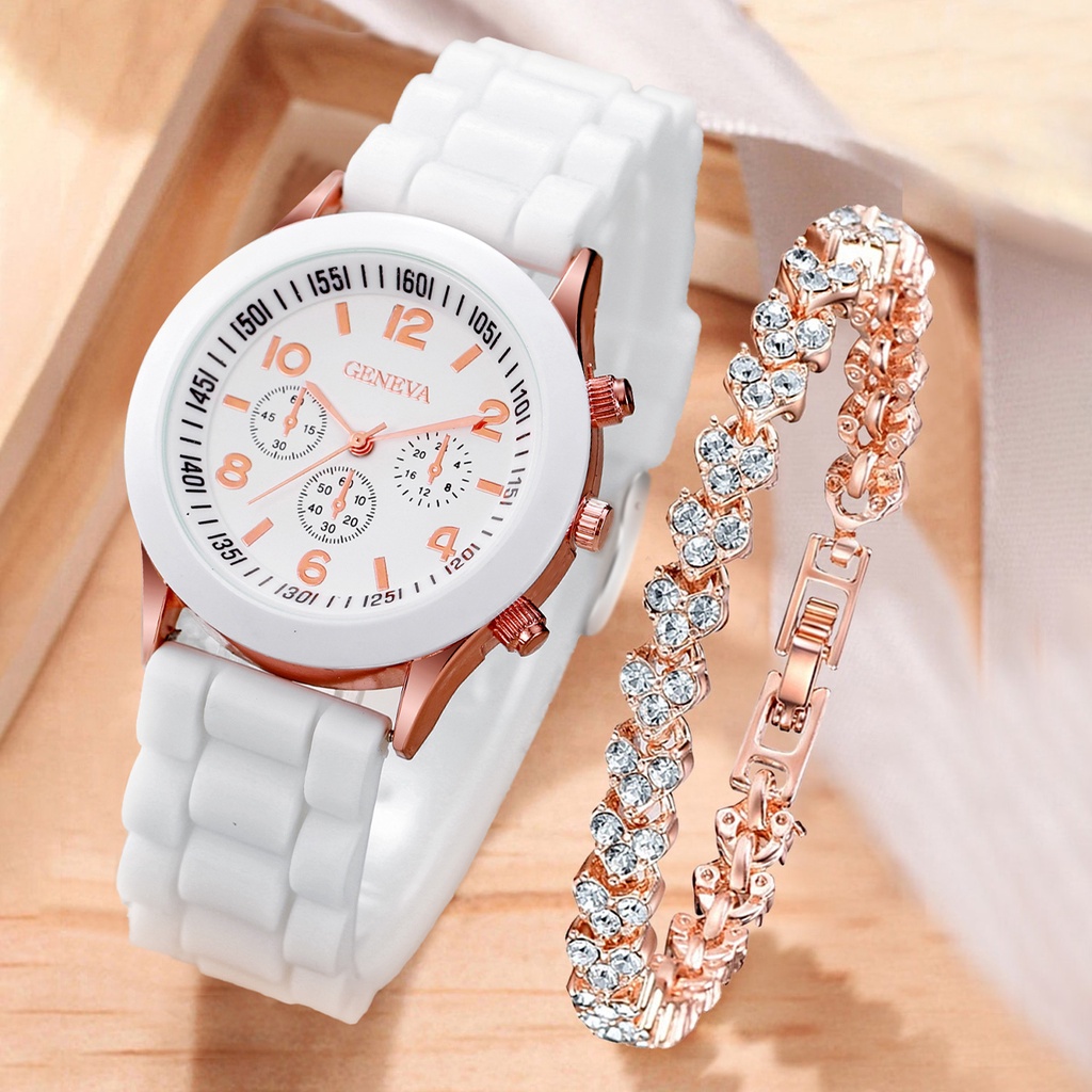 COD Jam Tangan Wanita / Pria Analog Fashion Casual Women Wrist Quartz Watch Rubber(no Box)