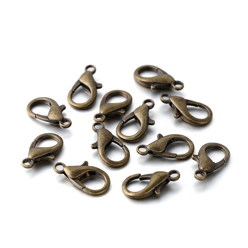 10buah/batch Lobster Clasp 12mm 14mm Bronze/gold Lobster Clasp Kalung Gelang Kait Produksi Perhiasan DIY