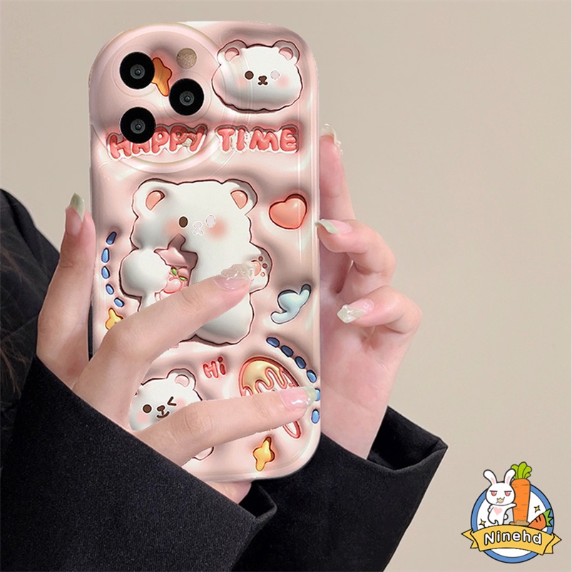 Soft Case Silikon Compatible for iPhone 14 13 12 11 Pro Max X XR Xs Max SE 2020 iPhone 7 8 6 6s Plus 3D Vision Drink milk tea Bear Phone Casae All-Inclusive Lens Anti-Drop Camera Protect Soft Silicone Case Airbag Soft Rubber Fall Protection Cover