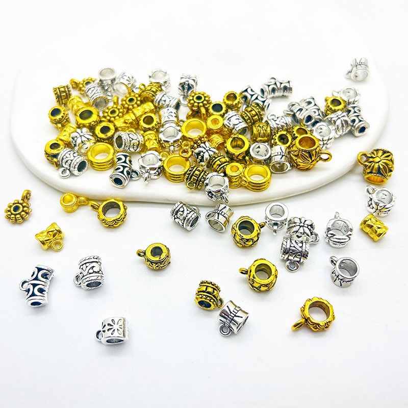 20pcs Emas Perak Alloy Tee DIY Lubang Besar Logam Penghubung Manik-Manik Cocok Untuk Membuat Gelang Menawan Kalung Liontin