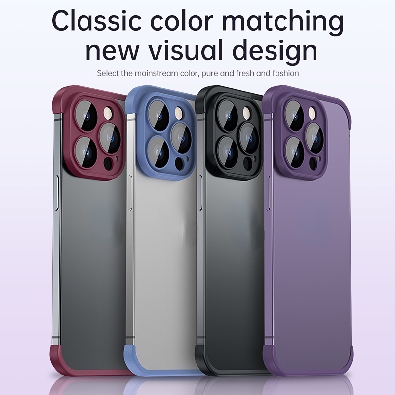 [Perlindungan baru] Ultra-Tipis shell Dengan Perlindungan Lensa Untuk iphone 14pro Max13 12 Pro Max bare corner silicon pad 13 Pro Max Ponsel drop protection case