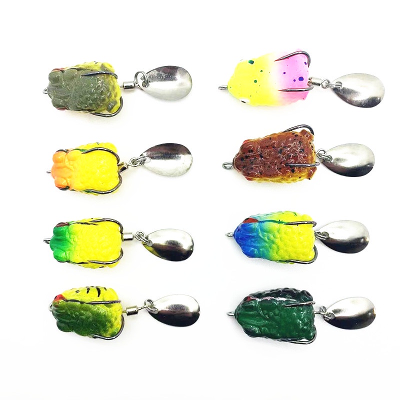 1pcs Soft Frog Fishing Lure Double Hooks 2.5cm 3g Topwater Bass Frog Spoon Spinner Umpan Mengambang Buatan Fishing Tackle