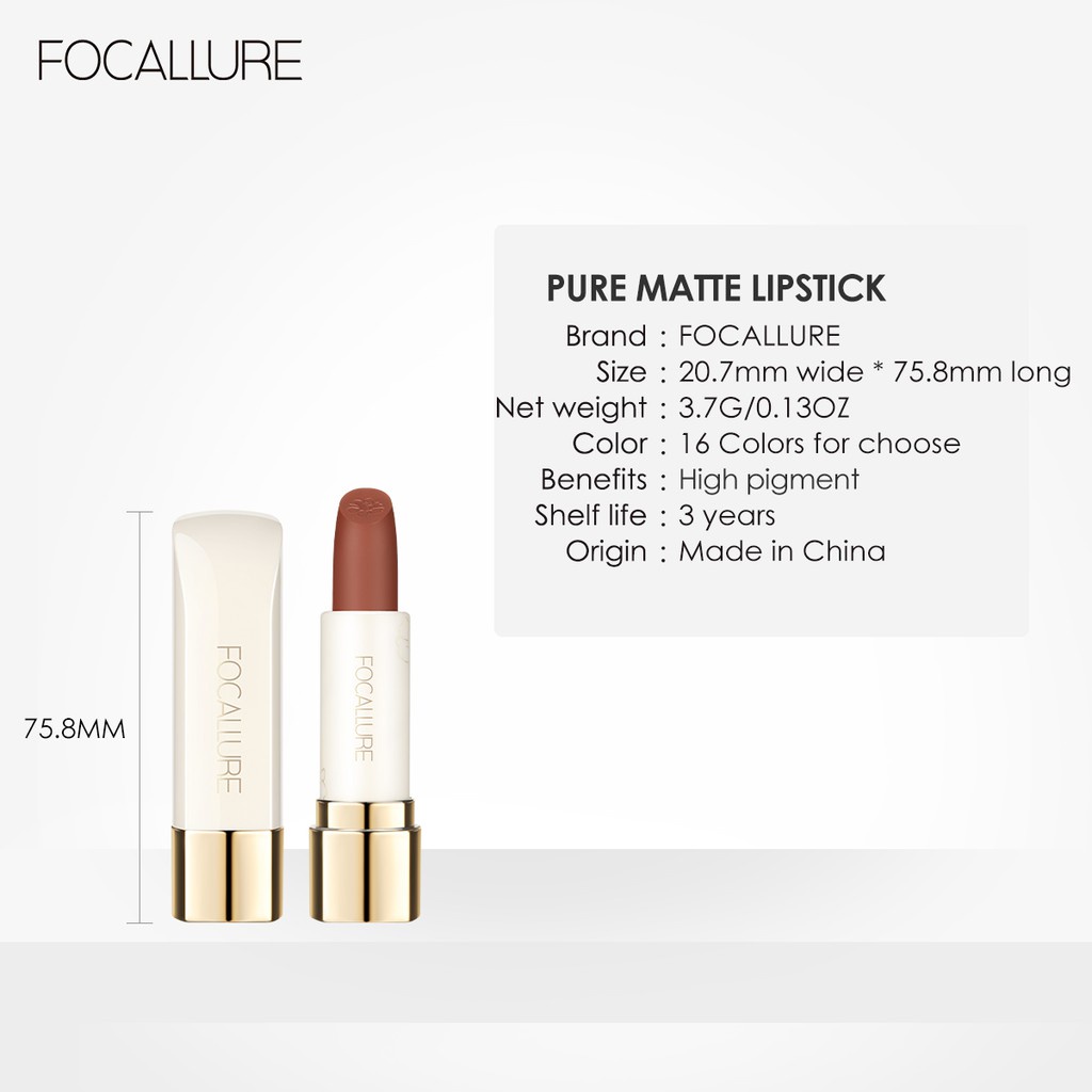 Focallure Natural Matte Lipstick-High Pigment Longlasting Smooth