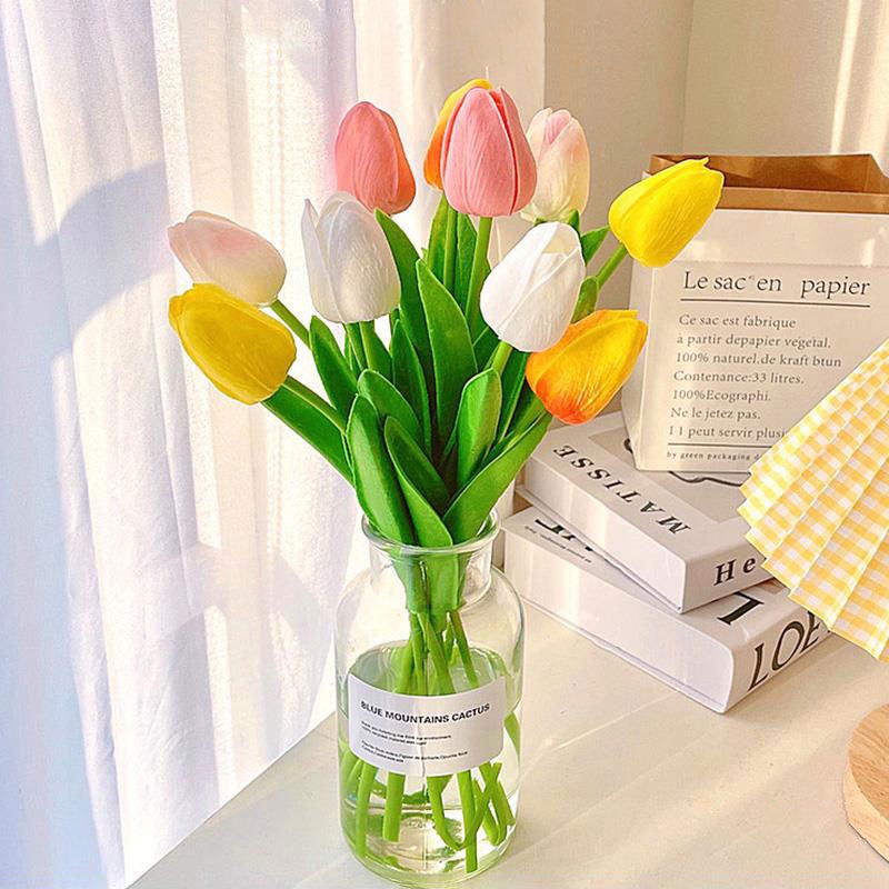 [Harga Grosir] 1Pc 34cm Multicolor Tulip Bunga Buatan Sentuhan Nyata Hias Bunga Palsu Pegang Buket PU Simulasi Tulip Untuk Dekorasi Rumah Pesta Pernikahan