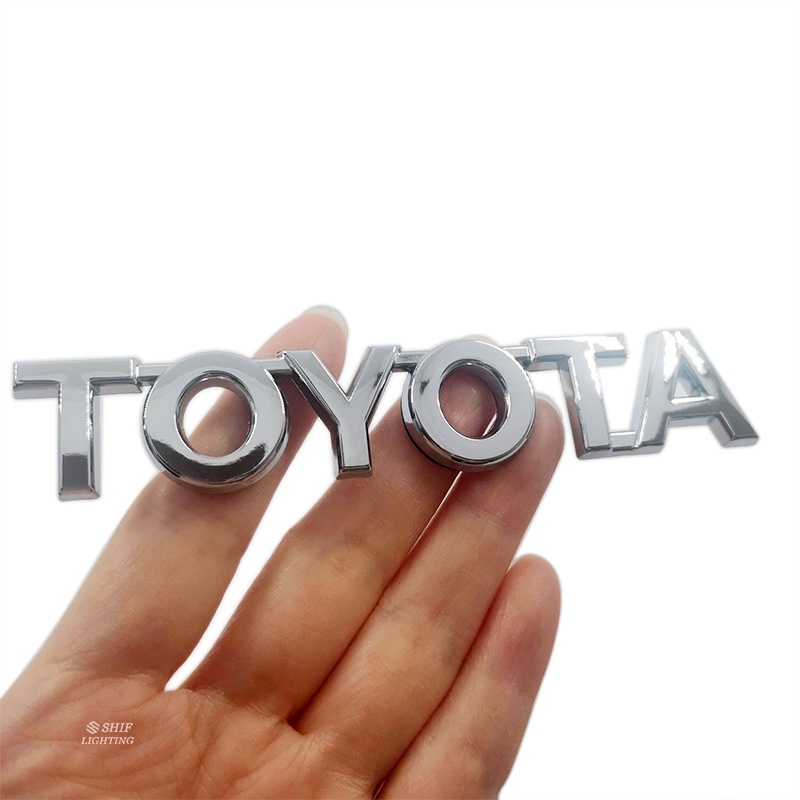 1x Logam Chrome Hitam TOYOTA Logo Huruf Mobil Auto Rear Trunk Emblem Badge Stiker Decal Pengganti TOYOTA