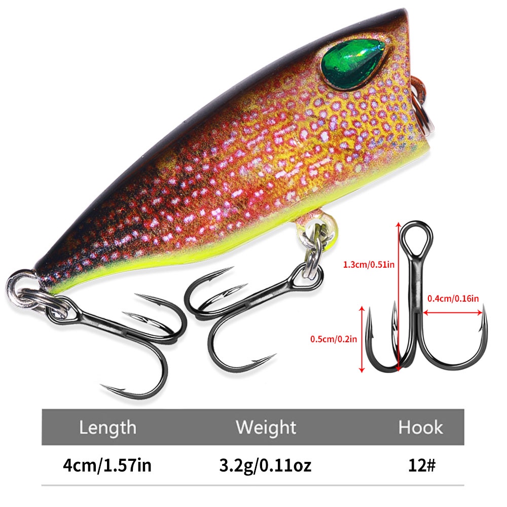 Hengjia 5pcs New Popper Wobblers Lure 40mm/3.2g Kait Kualitas Tinggi 10warna Berbeda Umpan Buatan Engkol Pancing Keras