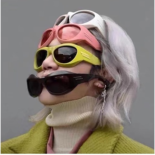 【NEW】Kacamata Futuristik Gadis Panas Hip-hop Gaya Punk Sunglasses Kacamata Bulat