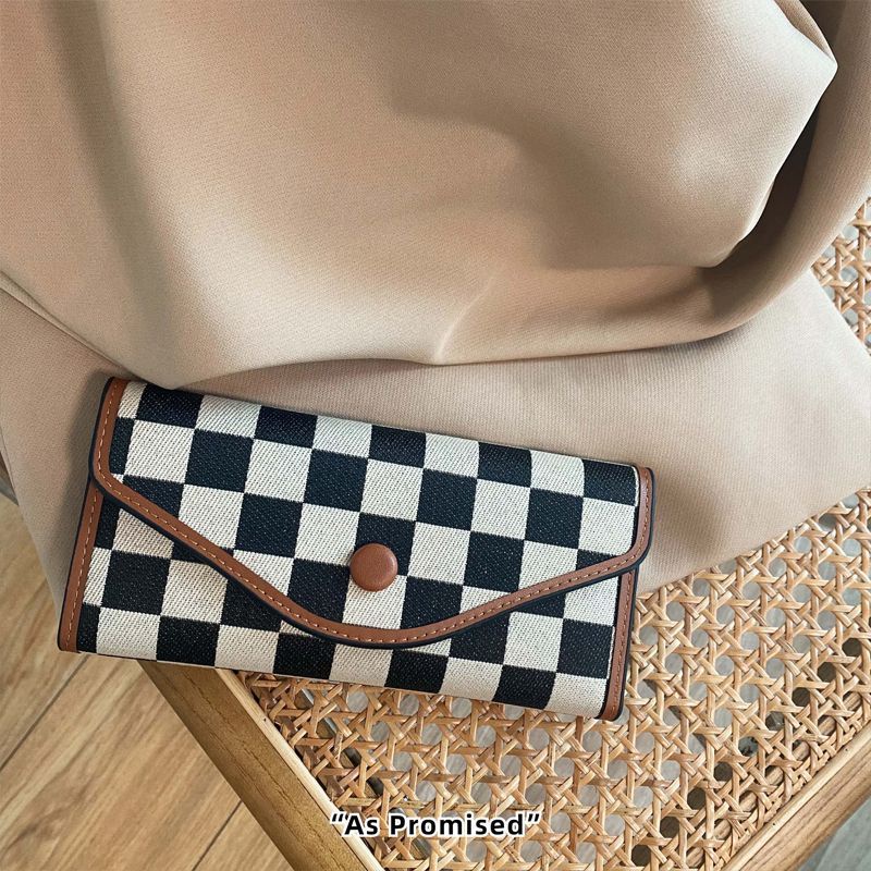 Sera 2022 Baru Dompet Houndstooth Suasana Bergaya Kapasitas Besar Wanita Sederhana Multi-Kartu Multifungsi Dompet Koin