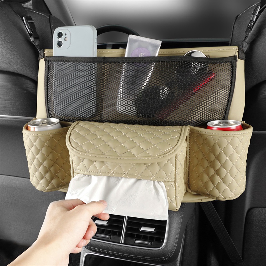 Llx-automotif Konsol Organizer Kulit Car Handbag Holder Antar Kursi Car Seat Storage Bag Untuk Dompet Hp