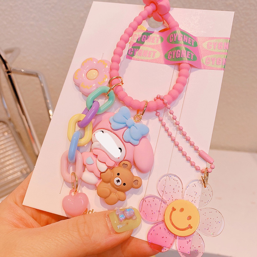 Kartun Sanrio Kitty Manik-Manik Liontin Gantungan Kunci Untuk Aksesoris Telepon Tas Liontin Hadiah Untuk Anak Perempuan