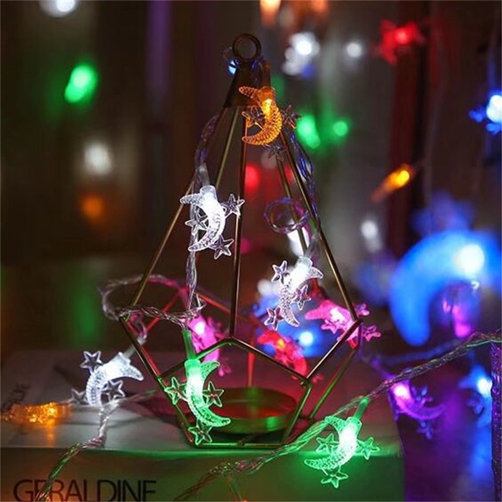 Bintang Bulan Lampu LED Liburan Hias Lentera Panjang Berwarna Perayaan Pernikahan Suasana Natal Rumah Hias Light Strings 1.5m/3m