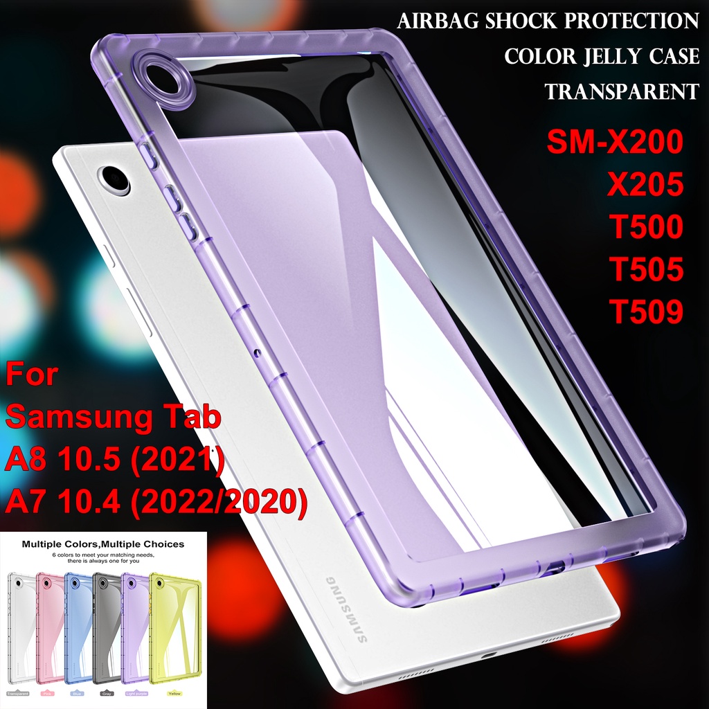 Untuk Samsung Galaxy Tab A7 10.4 (2022/2020) SM-T509 SM-T500 SM-T505 T505N Tab A8 10.5 (2021) SM-X200 SM-X205 Fashion Tablet Shockproof Protection Case Warna Bening Jelly Cover