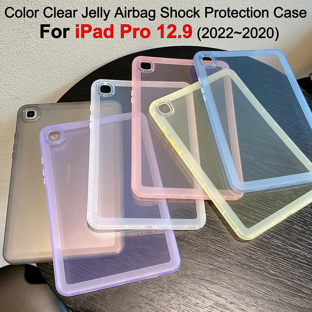Untuk iPad Pro 12.9 2022 2021 2020 12.9-inci 5th 4th 3rd generation Fashion Tablet Shockproof Protection Case Warna Bening Jelly Cover