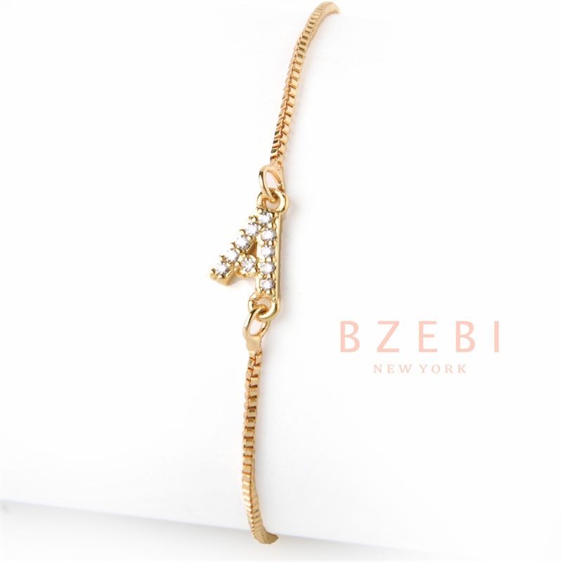 Bzebi Gelang Charm Titanium Steel Emas 18k Dengan Berlian, Anti Karat, Aksesoris Fashion Wanita, Perhiasan Gaya Korea, Hadiah Ulang Tahun Dengan Kotak Eksklusif 1167b