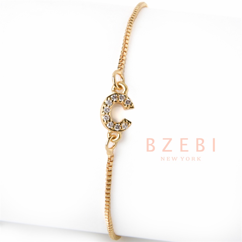 Bzebi Gelang Charm Titanium Steel Emas 18k Dengan Berlian, Anti Karat, Aksesoris Fashion Wanita, Perhiasan Gaya Korea, Hadiah Ulang Tahun Dengan Kotak Eksklusif 1167b