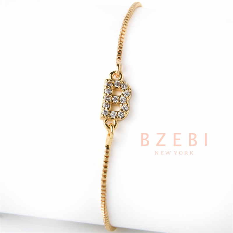 Bzebi Gelang Charm Titanium Steel Emas 18k Dengan Berlian, Anti Karat, Aksesoris Fashion Wanita, Perhiasan Gaya Korea, Hadiah Ulang Tahun Dengan Kotak Eksklusif 1167b