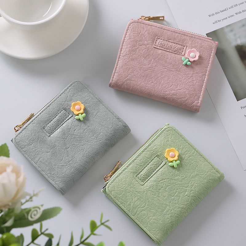 Sera rasa desain baru dompet kecil wanita bagian pendek lucu gadis Jepang hati multi-kartu kartu tas perubahan all-in-one tas dompet