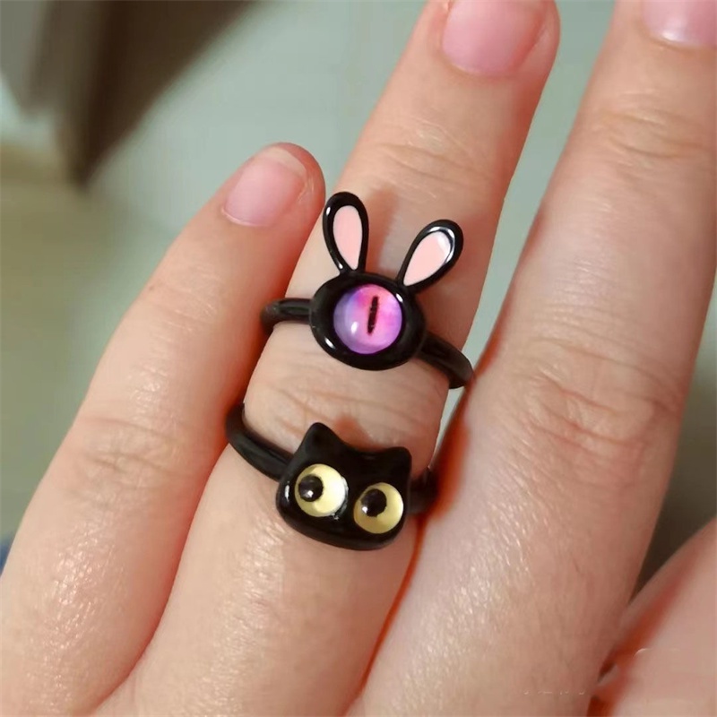 Tongqu Cincin Monster Bermata Satu Lucu Hadiah Cincin Lucu Aksesoris Cewek Pabrik Grosir