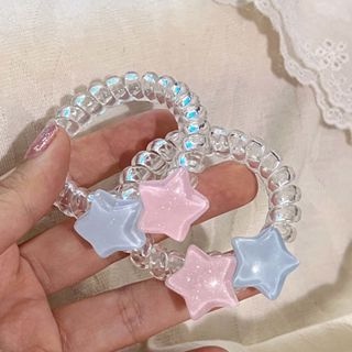 【Bayar di tempat】Gelang Pentagram Lucu Telepon Kawat Karet Gelang Gadis Lucu Kepala Tali