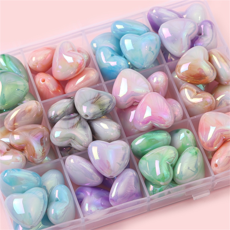 4/10pcs 18x19mm Warna-Warni Jantung Manik-Manik Akrilik Longgar Spacer Beads Untuk Membuat Perhiasan Handmade DIY Gelang Perlengkapan Aksesoris