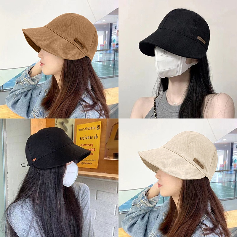 Topi Bucket Untuk Wanita Luar Ruangan Dapat Disesuaikan Memuncak Topi Fisherman Topi Korea Tabir Surya Bertepi Besar Topi Matahari