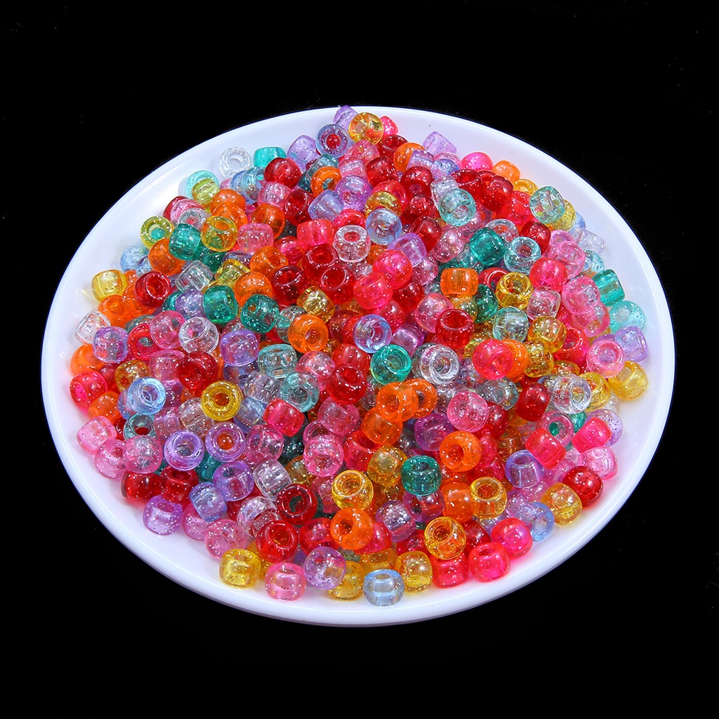 100pcs Manik-Manik Spacer Lubang Bulat Akrilik Warna Permen Untuk Membuat Perhiasan Charms Anak DIY Craft Anting Gelang Kerajinan Tangan