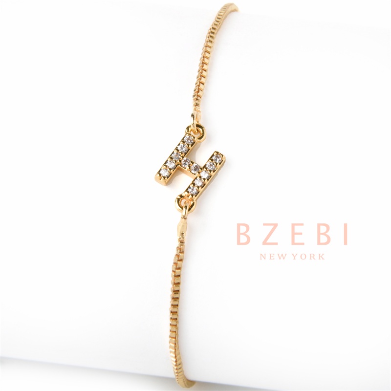 Bzebi Gelang Charm Titanium Steel Emas 18k Dengan Berlian, Anti Karat, Aksesoris Fashion Wanita, Perhiasan Gaya Korea, Hadiah Ulang Tahun Dengan Kotak Eksklusif 1167b