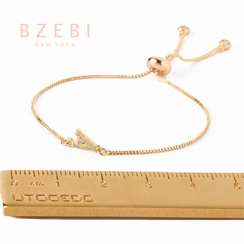 Bzebi Gelang Charm Titanium Steel Emas 18k Dengan Berlian, Anti Karat, Aksesoris Fashion Wanita, Perhiasan Gaya Korea, Hadiah Ulang Tahun Dengan Kotak Eksklusif 1167b