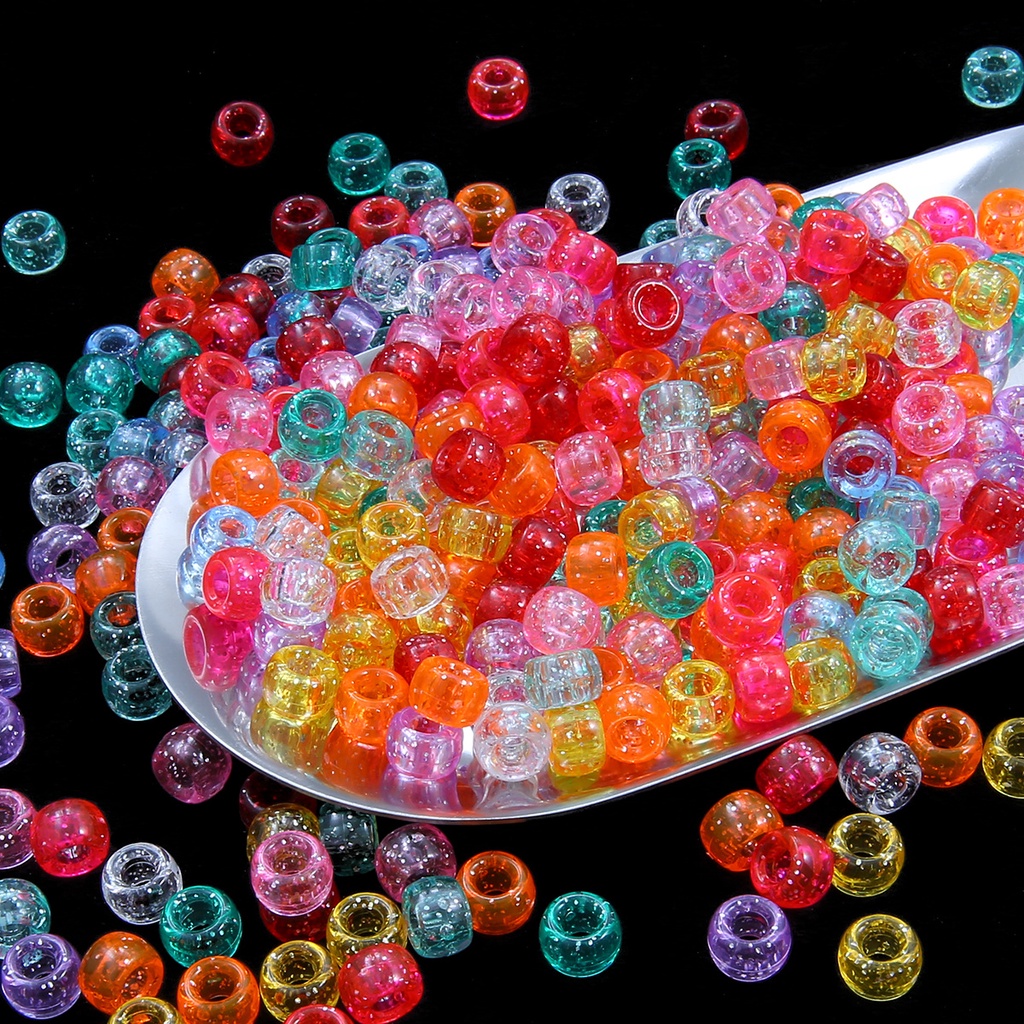 100pcs Manik-Manik Spacer Lubang Bulat Akrilik Warna Permen Untuk Membuat Perhiasan Charms Anak DIY Craft Anting Gelang Kerajinan Tangan