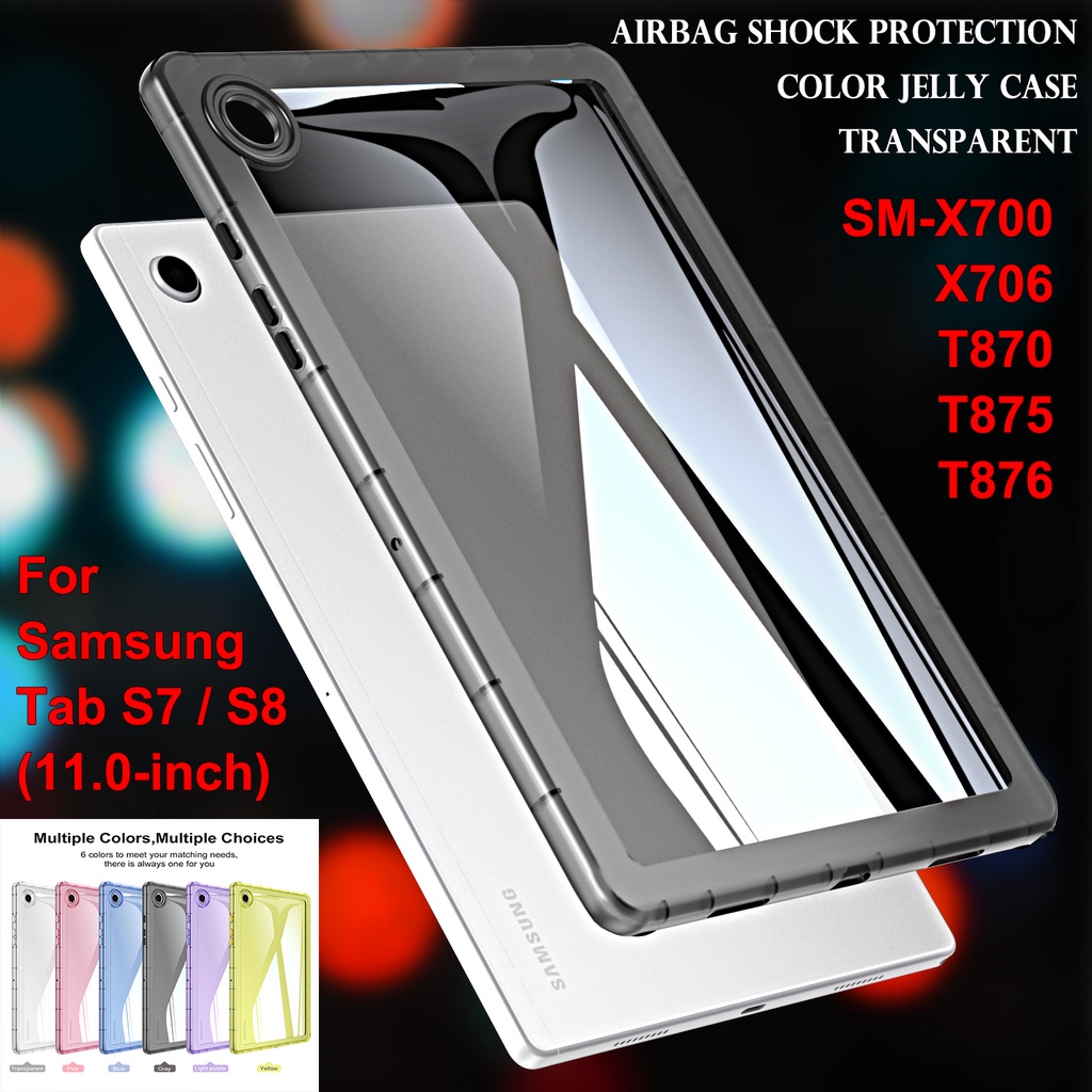 Untuk Samsung Galaxy Tab S8 S7 11.0 &quot;SM-X700 SM-X706 SM-X706B/U/N SM-T870 SM-T875 SM-T876B Fashion Tablet Shockproof Protection Case Warna Bening Jelly Cover