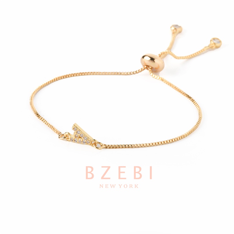 Bzebi Gelang Charm Titanium Steel Emas 18k Dengan Berlian, Anti Karat, Aksesoris Fashion Wanita, Perhiasan Gaya Korea, Hadiah Ulang Tahun Dengan Kotak Eksklusif 1167b