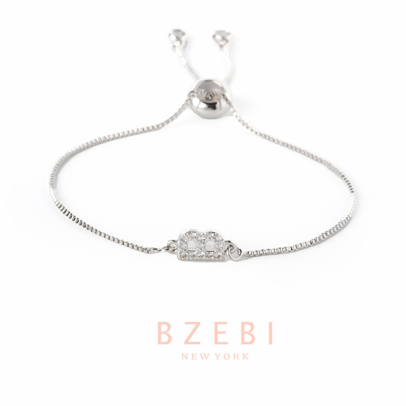 Bzebi Gelang Charm Titanium Steel Emas 18k Dengan Berlian, Anti Karat, Aksesoris Fashion Wanita, Perhiasan Gaya Korea, Hadiah Ulang Tahun Dengan Kotak Eksklusif 1168b