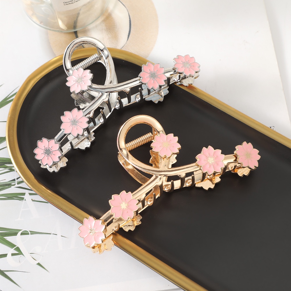 Korea Alloy Bunga Mutiara Rambut Klip Wanita Elegan Jepit Rambut Ponytail Holder Aksesoris Rambut