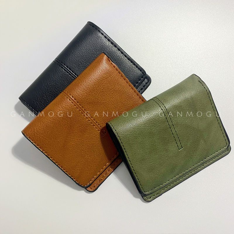 Dompet kecil terbaru Sera Dongdaemun mahasiswi warna solid dompet sederhana lipat dua kali lipat dompet koin kecil dan tipis