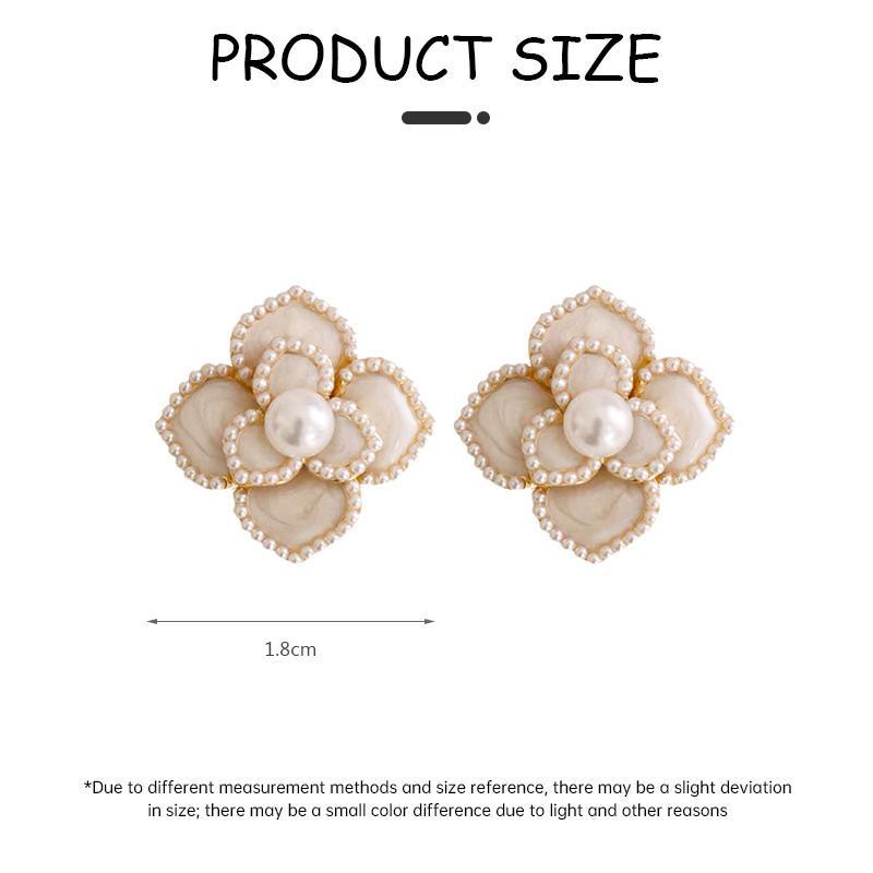 【Bayar di tempat】Anting Vintage Gaya Perancis Anting Bunga Camelia Mutiara Elegan Ringan Anting Mewah