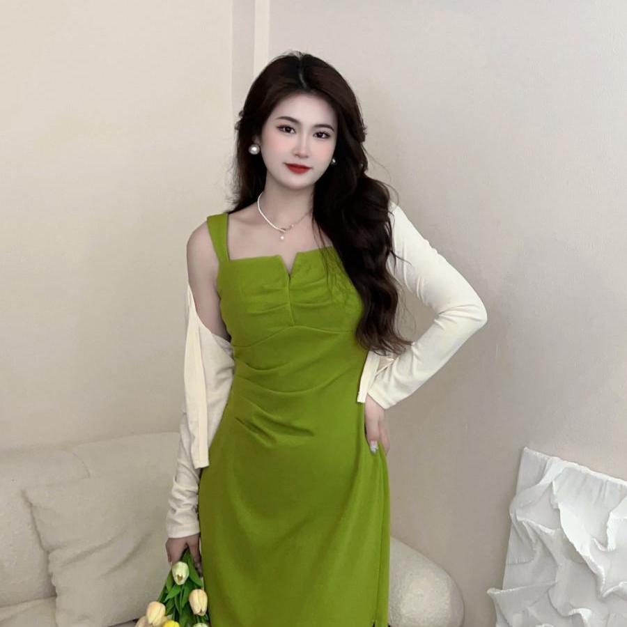 Red Plus size fat sister suit fashion trend women s suspender skirt slim fit bag hip dress sun protection outer shirt two-piece set