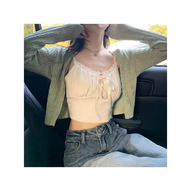 Red 2toyoung Lianlian girl heart Hollow knitted cardigan women s spring short long-sleeve high-quality sun protection top