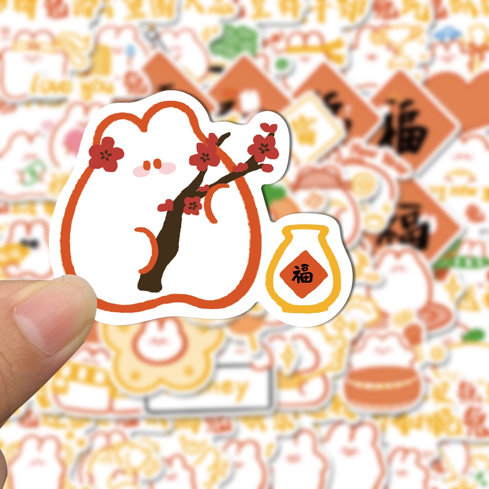 50pcs Kelinci homophone Batang Kartun Lucu Stiker Handphone Komputer Tahan Air sticker