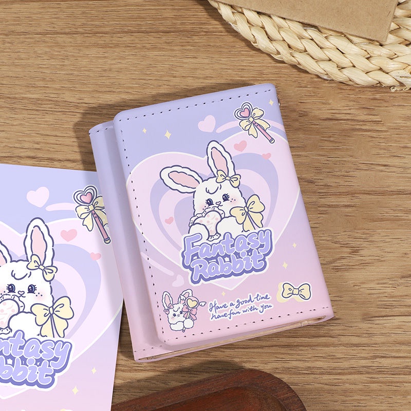 Sera 2023 Jepang Lucu Dompet Wanita Bonnie Rabbit Kreatif Pendek Wanita Kartu Tas Desain Ceruk Diskon 30% Dompet Koin